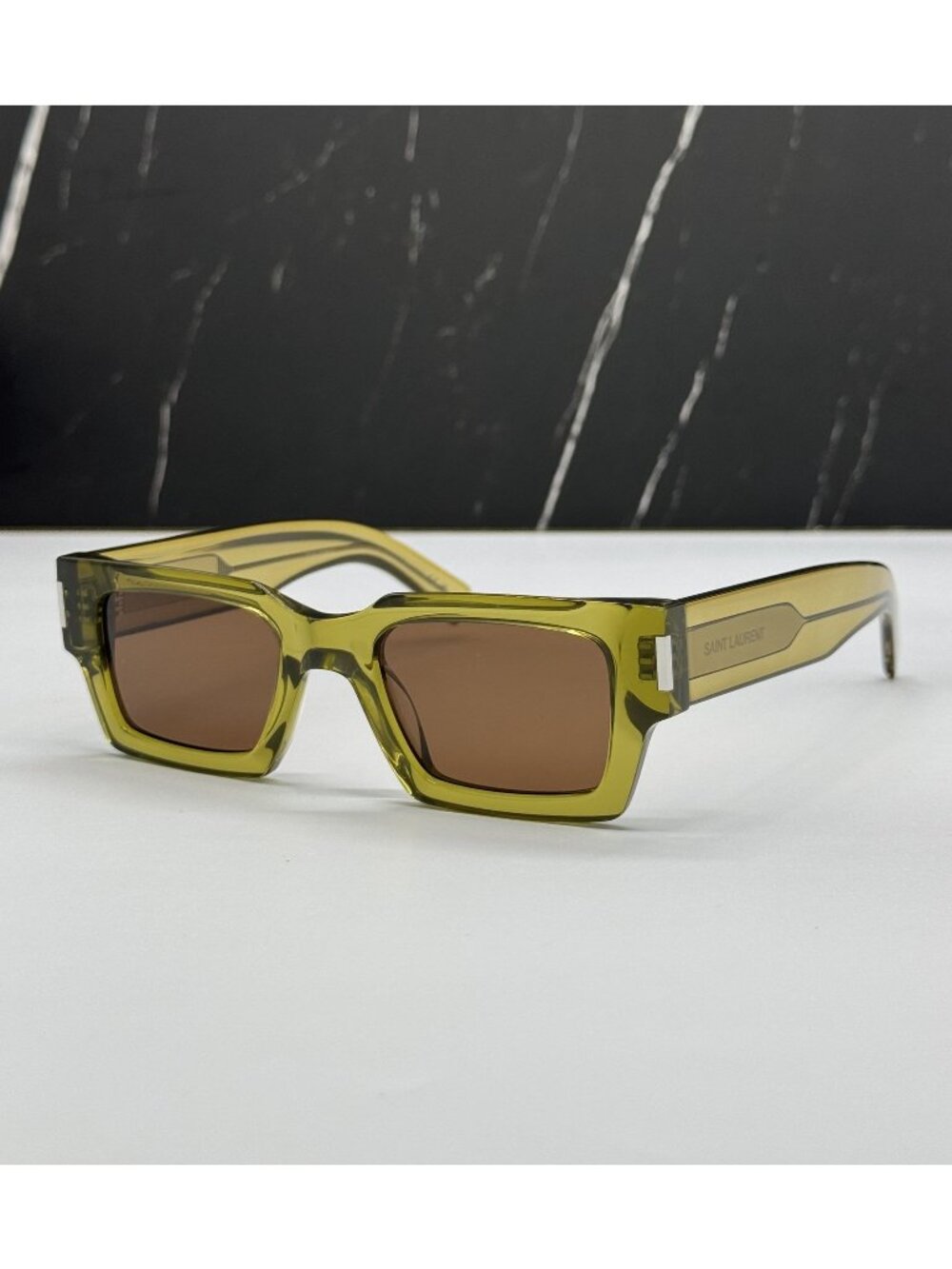 NWT Saint Laurent SL572 008 Yellow Brown Sunglasses Authentic